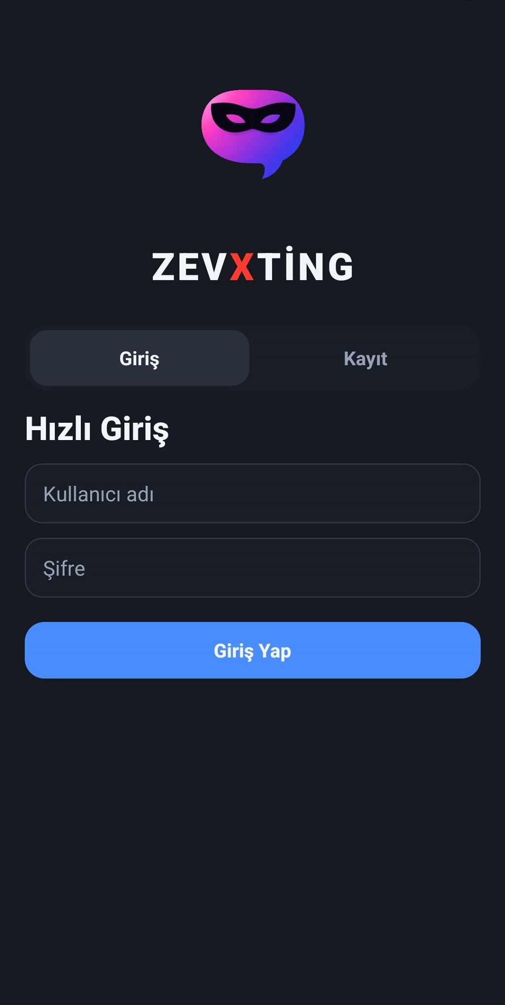 Zevxting uygulama ekran görüntüsü